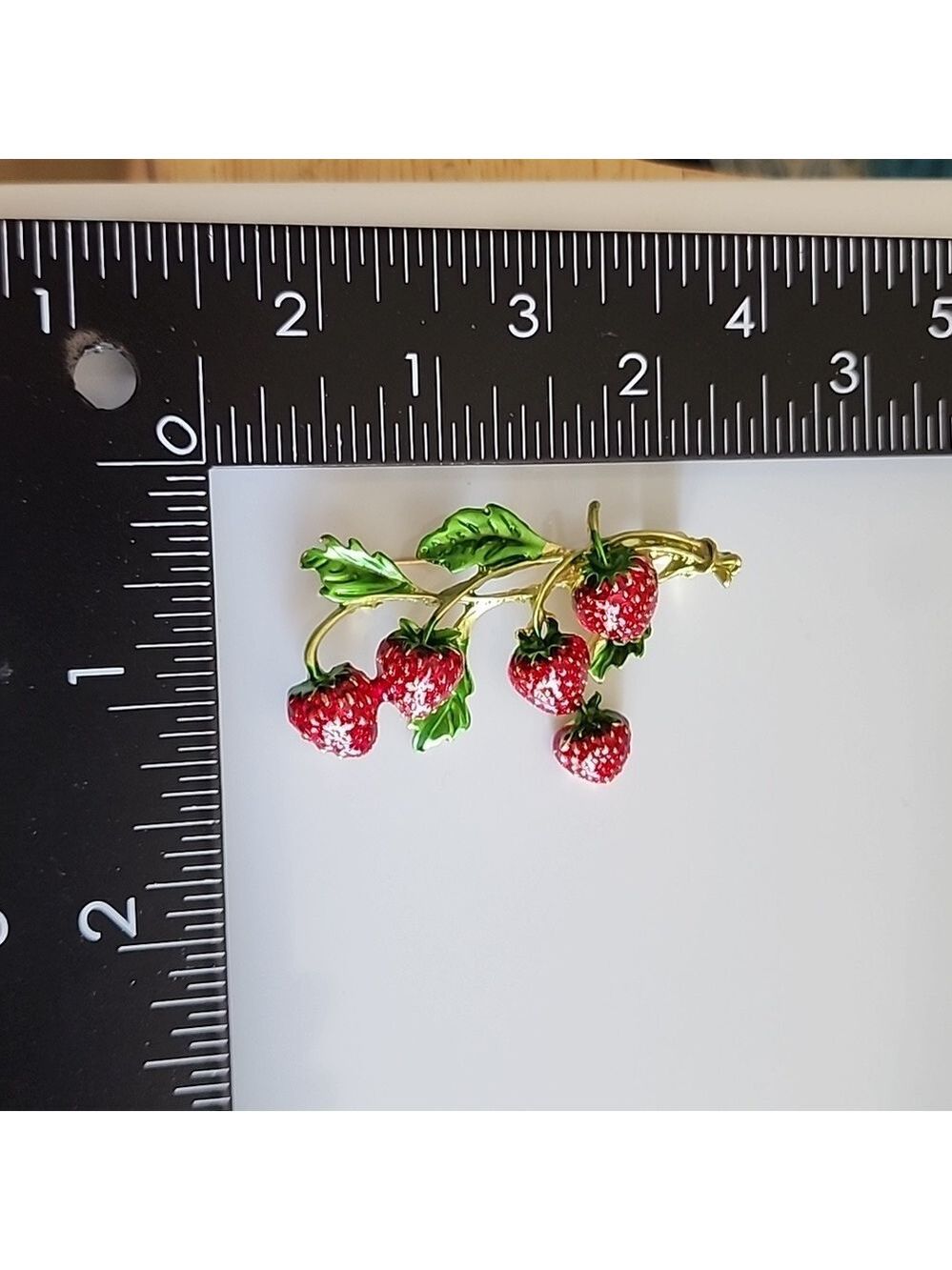 Strawberry Brooch Realistic  Yummy Beautiful Petite  Strawberries - Picture 4 of 4